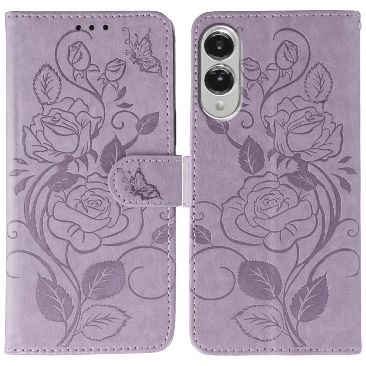 Custodia per telefono in pelle con motivo a rosa e farfalla in rilievo, For Samsung Galaxy S26 Edge 5G, For Samsung Galaxy S25 Edge 5G