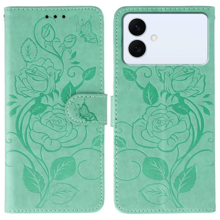 Custodia per telefono in pelle con motivo a rosa e farfalla in rilievo, For Samsung Galaxy S26 Edge 5G, For Samsung Galaxy S25 Edge 5G