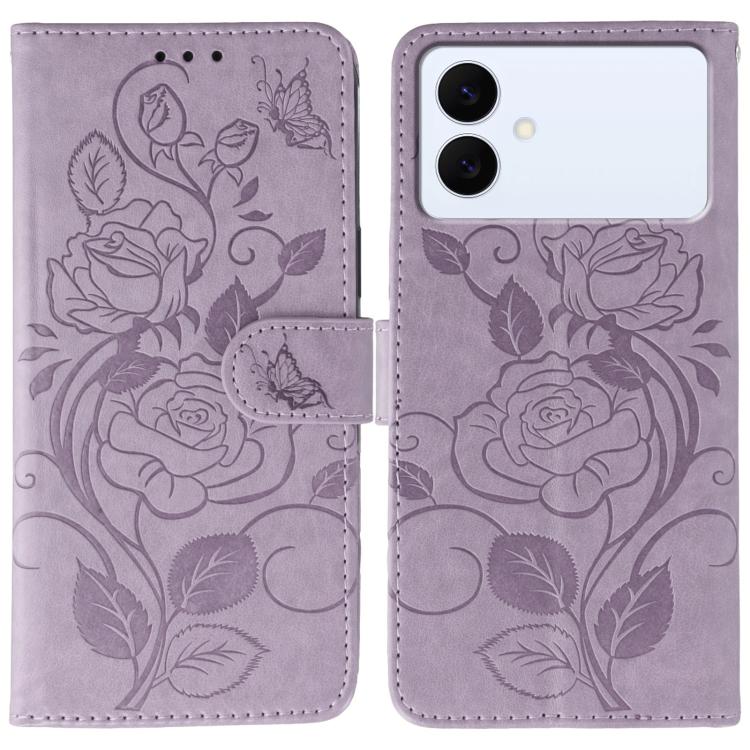 Custodia per telefono in pelle con motivo a rosa e farfalla in rilievo, For Samsung Galaxy S26 Edge 5G, For Samsung Galaxy S25 Edge 5G