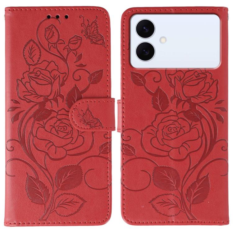 Custodia per telefono in pelle con motivo a rosa e farfalla in rilievo, For Samsung Galaxy S26 Edge 5G, For Samsung Galaxy S25 Edge 5G