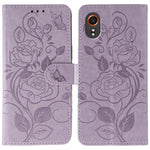 Custodia per telefono in pelle con motivo a rosa e farfalla in rilievo, For Samsung Galaxy XCover7 Pro, For Samsung Galaxy XCover7