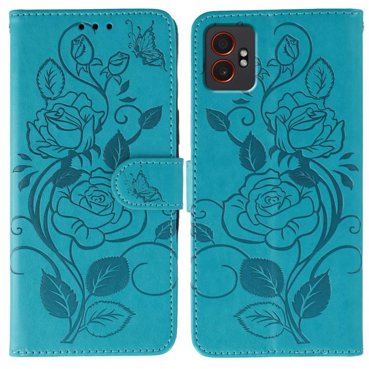 Custodia per telefono in pelle con motivo a rosa e farfalla in rilievo, For Samsung Galaxy XCover7 Pro, For Samsung Galaxy XCover7