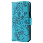 Custodia per telefono in pelle con motivo a rosa e farfalla in rilievo, For Samsung Galaxy XCover7 Pro, For Samsung Galaxy XCover7
