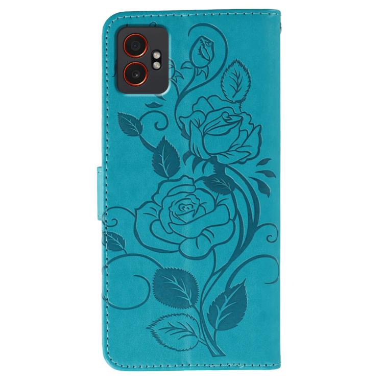 Custodia per telefono in pelle con motivo a rosa e farfalla in rilievo, For Samsung Galaxy XCover7 Pro, For Samsung Galaxy XCover7