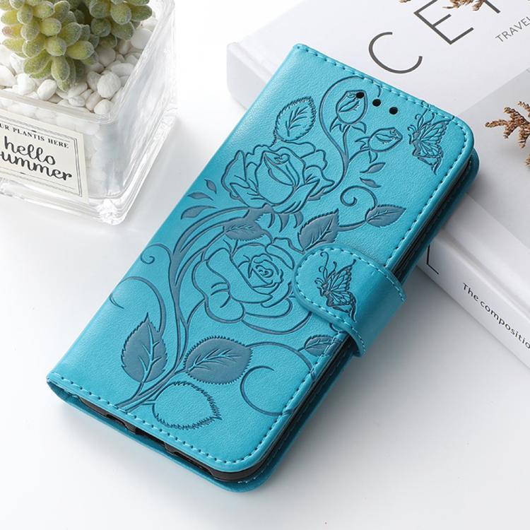 Custodia per telefono in pelle con motivo a rosa e farfalla in rilievo, For Samsung Galaxy XCover7 Pro, For Samsung Galaxy XCover7