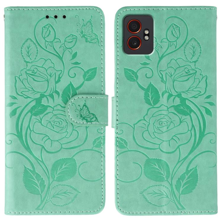 Custodia per telefono in pelle con motivo a rosa e farfalla in rilievo, For Samsung Galaxy XCover7 Pro, For Samsung Galaxy XCover7