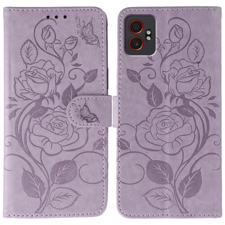 Custodia per telefono in pelle con motivo a rosa e farfalla in rilievo, For Samsung Galaxy XCover7 Pro, For Samsung Galaxy XCover7
