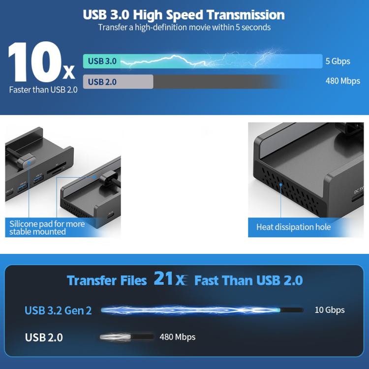 Hub USB e Type-C in lega di alluminio ORICO