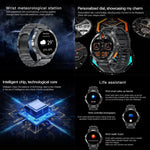 Smartwatch AK77 con chiamate Bluetooth, supporto per il monitoraggio dell'ossigeno nel sangue, della pressione sanguigna, della frequenza cardiaca e della salute durante l'attività sportiva.