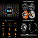 Smartwatch AK77 con chiamate Bluetooth, supporto per il monitoraggio dell'ossigeno nel sangue, della pressione sanguigna, della frequenza cardiaca e della salute durante l'attività sportiva.