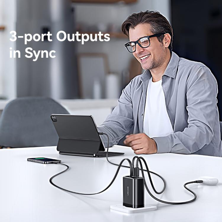 Caricabatterie rapido USAMS 30W con cavo USB-C retrattile