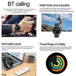 Smartwatch AK83 con chiamate Bluetooth, supporto per il monitoraggio della pressione sanguigna, della frequenza cardiaca e della salute durante l'attività sportiva.