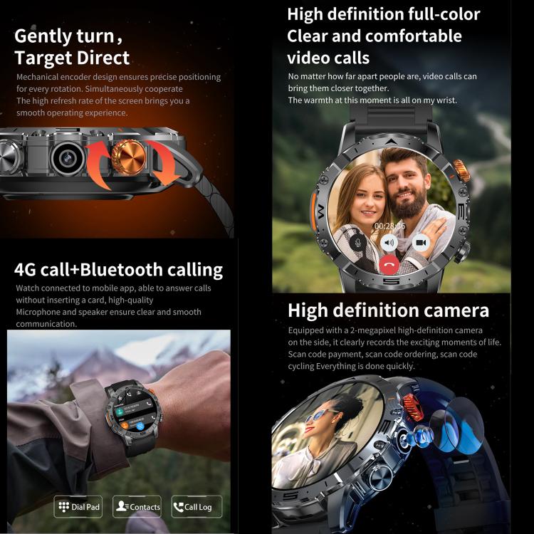 Smartwatch BH11 4G LTE con Android 8.1, 2GB+16GB, processore Unisoc 8541 Quad Core, supporto per frequenza cardiaca e ossigenazione del sangue.