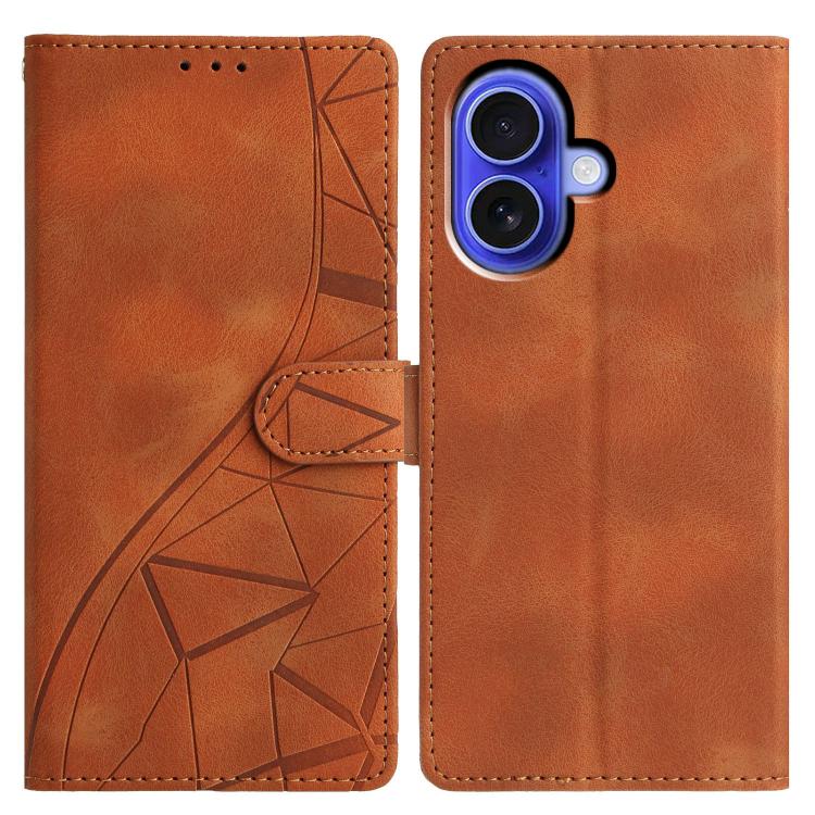 Custodia per telefono in pelle con triangoli in rilievo, For iPhone 16 Pro, For iPhone 16 Plus, For iPhone 16, For iPhone 15 Pro Max