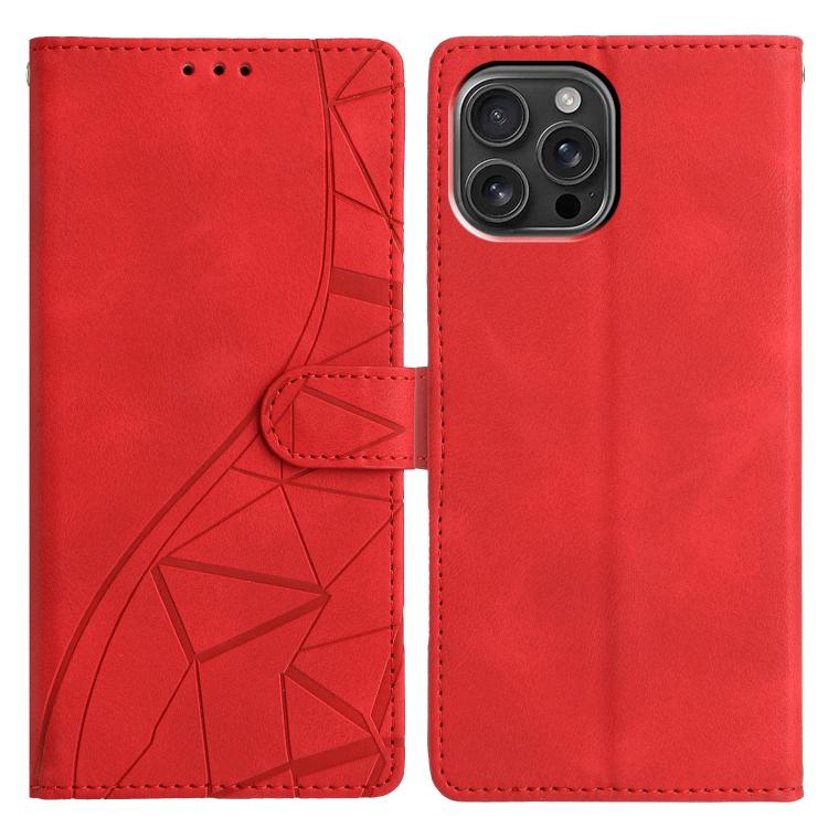 Custodia per telefono in pelle con triangoli in rilievo, For iPhone 16 Pro, For iPhone 16 Plus, For iPhone 16, For iPhone 15 Pro Max