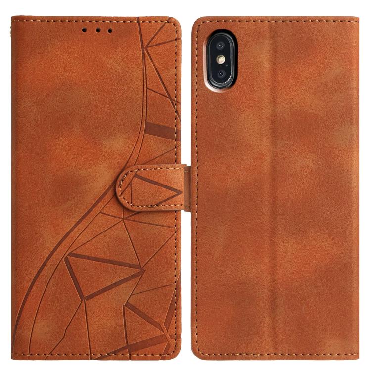 Custodia per telefono in pelle con triangoli in rilievo, For iPhone X / XS, For iPhone XR, For iPhone XS Max, For iPhone 7 Plus / 8 Plus