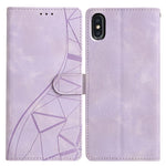 Custodia per telefono in pelle con triangoli in rilievo, For iPhone X / XS, For iPhone XR, For iPhone XS Max, For iPhone 7 Plus / 8 Plus