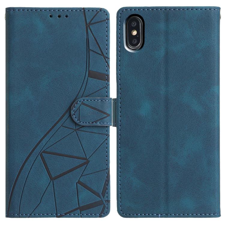 Custodia per telefono in pelle con triangoli in rilievo, For iPhone X / XS, For iPhone XR, For iPhone XS Max, For iPhone 7 Plus / 8 Plus