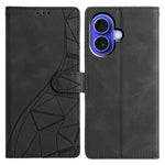Custodia per telefono in pelle con triangoli in rilievo, For iPhone 17, For iPhone Air, For iPhone 17e / 16e, For iPhone 16 Pro Max