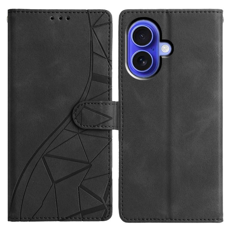 Custodia per telefono in pelle con triangoli in rilievo, For iPhone 17, For iPhone Air, For iPhone 17e / 16e, For iPhone 16 Pro Max