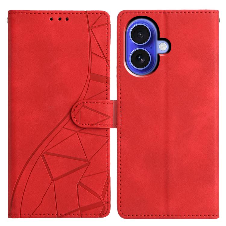 Custodia per telefono in pelle con triangoli in rilievo, For iPhone 17, For iPhone Air, For iPhone 17e / 16e, For iPhone 16 Pro Max