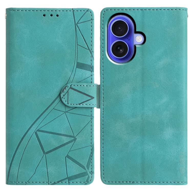 Custodia per telefono in pelle con triangoli in rilievo, For iPhone 17, For iPhone Air, For iPhone 17e / 16e, For iPhone 16 Pro Max