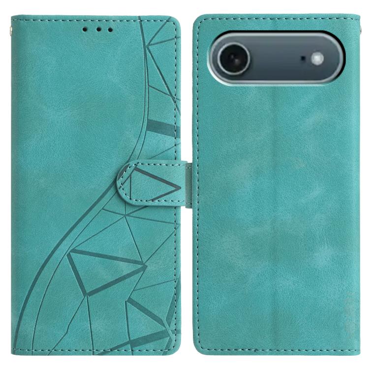 Custodia per telefono in pelle con triangoli in rilievo, For iPhone 17, For iPhone Air, For iPhone 17e / 16e, For iPhone 16 Pro Max
