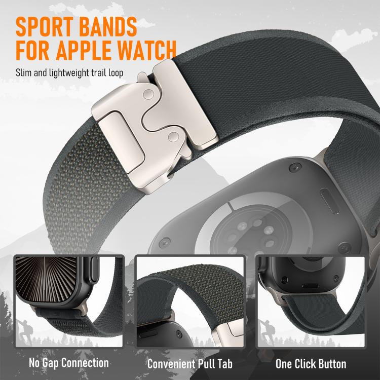Cinturino per orologio in nylon con fibbia in titanio xDfind e bottone a pressione, For Apple Watch 46mm / 49mm / 45mm / 44mm, For Apple Watch 42mm / 41mm / 40mm / 38mm