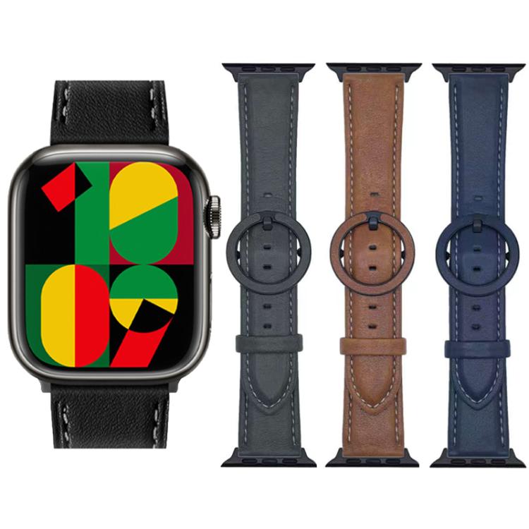 Cinturino per orologio in pelle con fibbia rotonda xDfind, For Apple Watch 46mm / 49mm / 45mm / 44mm, For Apple Watch 42mm / 41mm / 40mm / 38mm