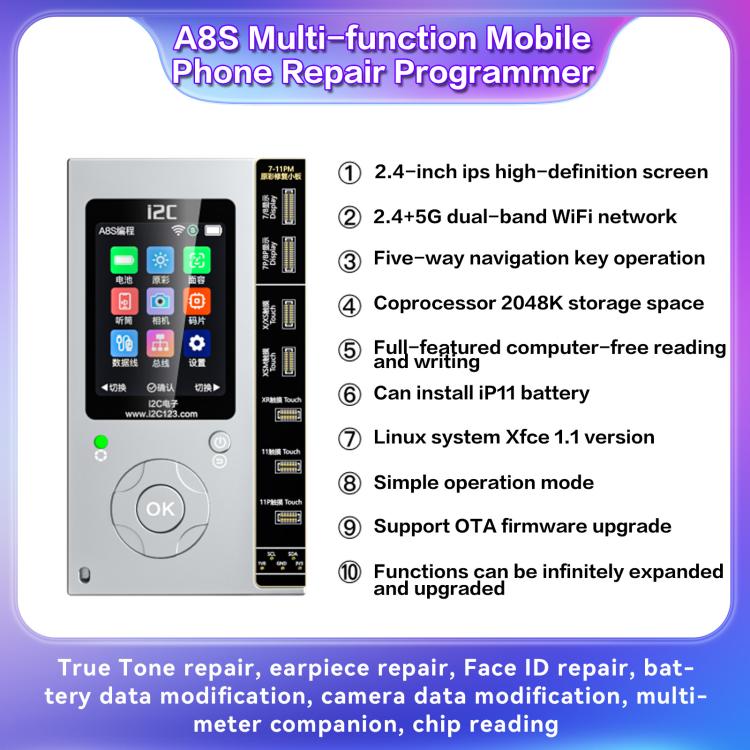 Programmatore multifunzione per la riparazione di telefoni i2C A8S, Host, Host+12-15 Plus True Tone Board, Host+7-15 Pro Max True Tone Board