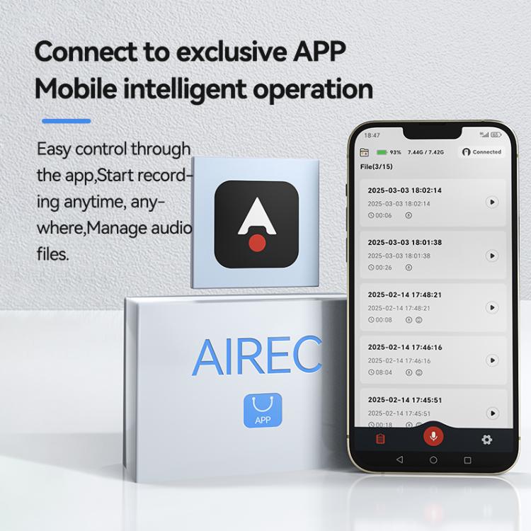 Penna JNN Q90A con registrazione vocale intelligente AI e controllo tramite app., 8GB, 16GB, 32GB, 64GB, 128GB