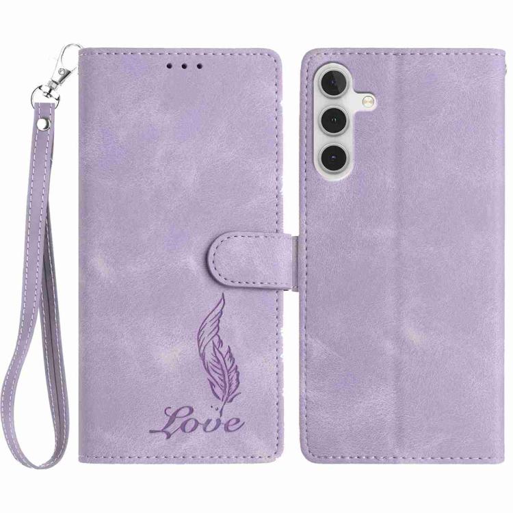 Custodia per telefono in similpelle con effetto piuma goffrato, piacevole al tatto., For Samsung Galaxy A56 5G, For Samsung Galaxy A26 5G, For Samsung Galaxy A36 5G