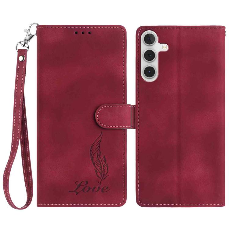 Custodia per telefono in similpelle con effetto piuma goffrato, piacevole al tatto., For Samsung Galaxy A56 5G, For Samsung Galaxy A26 5G, For Samsung Galaxy A36 5G