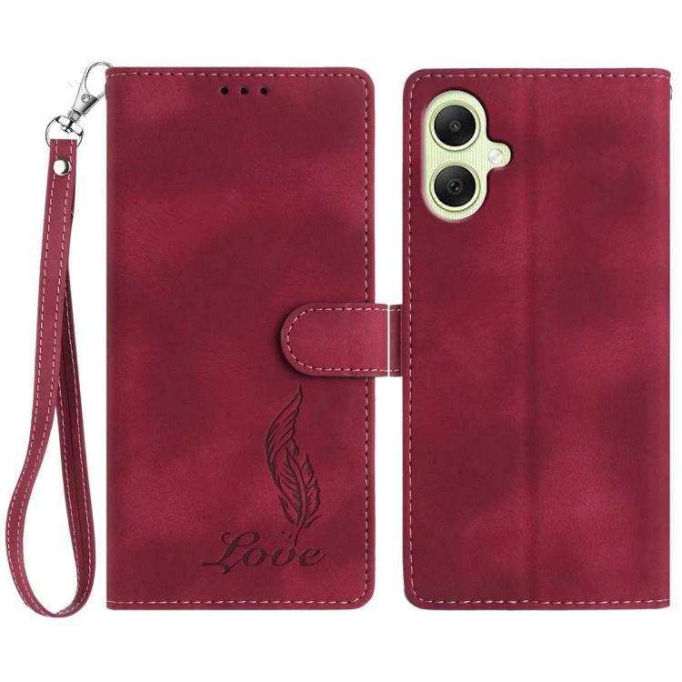 Custodia per telefono in similpelle con effetto piuma goffrato, piacevole al tatto., For Samsung Galaxy A16 4G, For Samsung Galaxy A06 4G, For Samsung Galaxy A15 5G