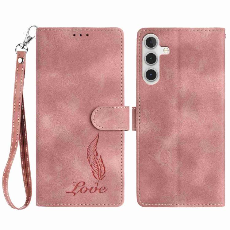 Custodia per telefono in similpelle con effetto piuma goffrato, piacevole al tatto., For Samsung Galaxy A55 5G, For Samsung Galaxy A35 5G, For Samsung Galaxy A25 5G