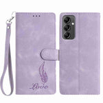 Custodia per telefono in similpelle con effetto piuma goffrato, piacevole al tatto., For Samsung Galaxy A54 5G, For Samsung Galaxy A14 5G, For Samsung Galaxy A04s / A13 5G