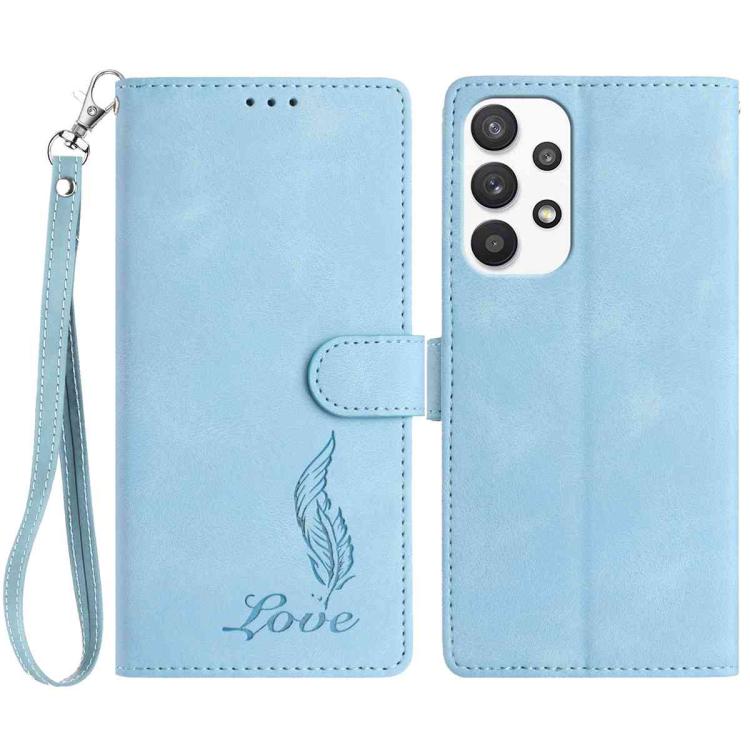 Custodia per telefono in similpelle con effetto piuma goffrato, piacevole al tatto., For Samsung Galaxy A73, For Samsung Galaxy A03 Core, For Samsung Galaxy A33 5G