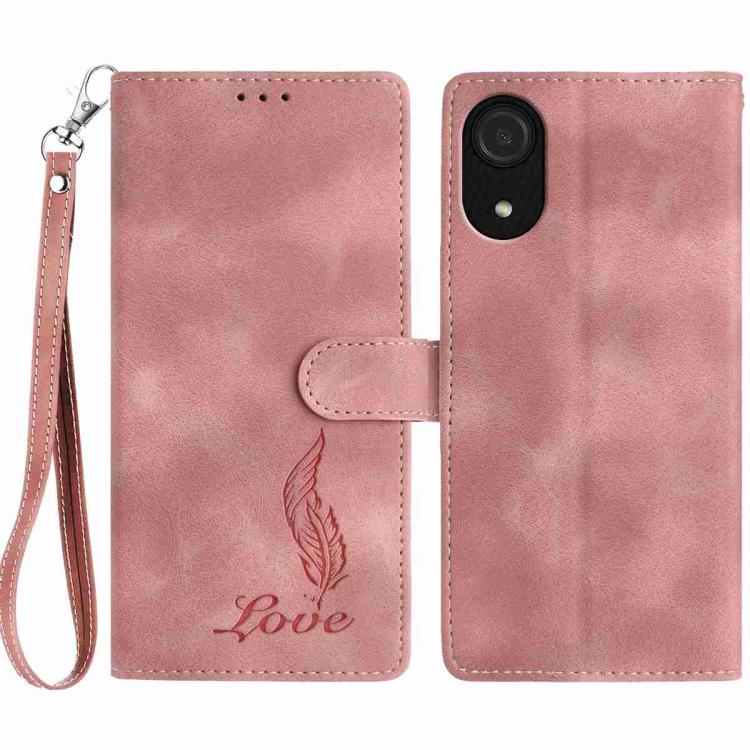 Custodia per telefono in similpelle con effetto piuma goffrato, piacevole al tatto., For Samsung Galaxy A73, For Samsung Galaxy A03 Core, For Samsung Galaxy A33 5G