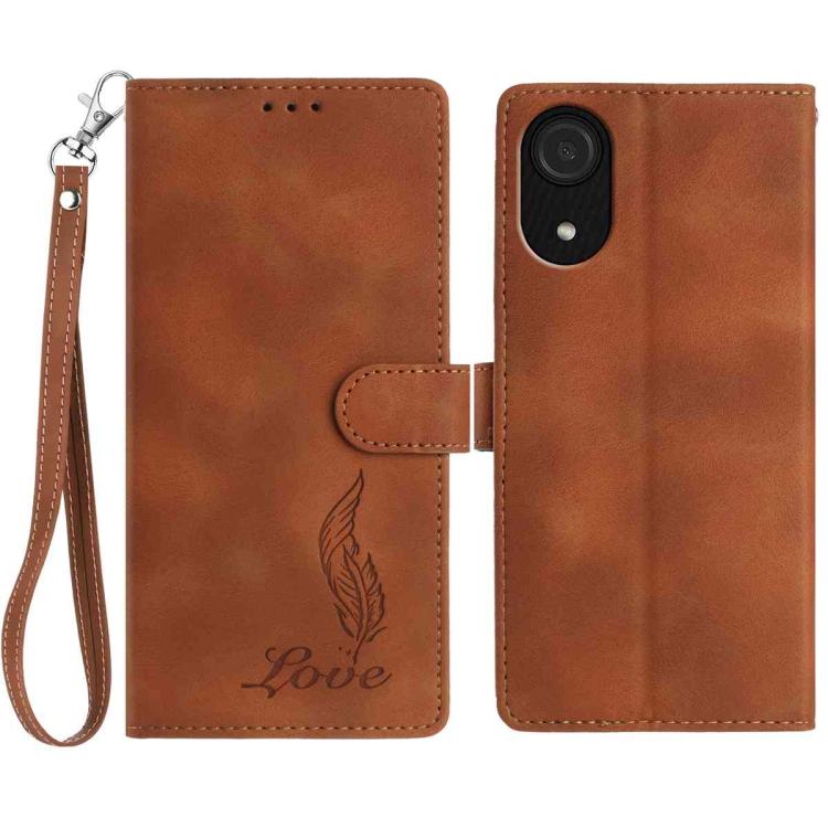 Custodia per telefono in similpelle con effetto piuma goffrato, piacevole al tatto., For Samsung Galaxy A73, For Samsung Galaxy A03 Core, For Samsung Galaxy A33 5G