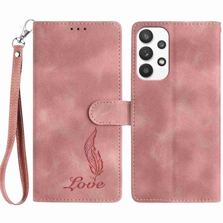 Custodia per telefono in similpelle con effetto piuma goffrato, piacevole al tatto., For Samsung Galaxy A73, For Samsung Galaxy A03 Core, For Samsung Galaxy A33 5G