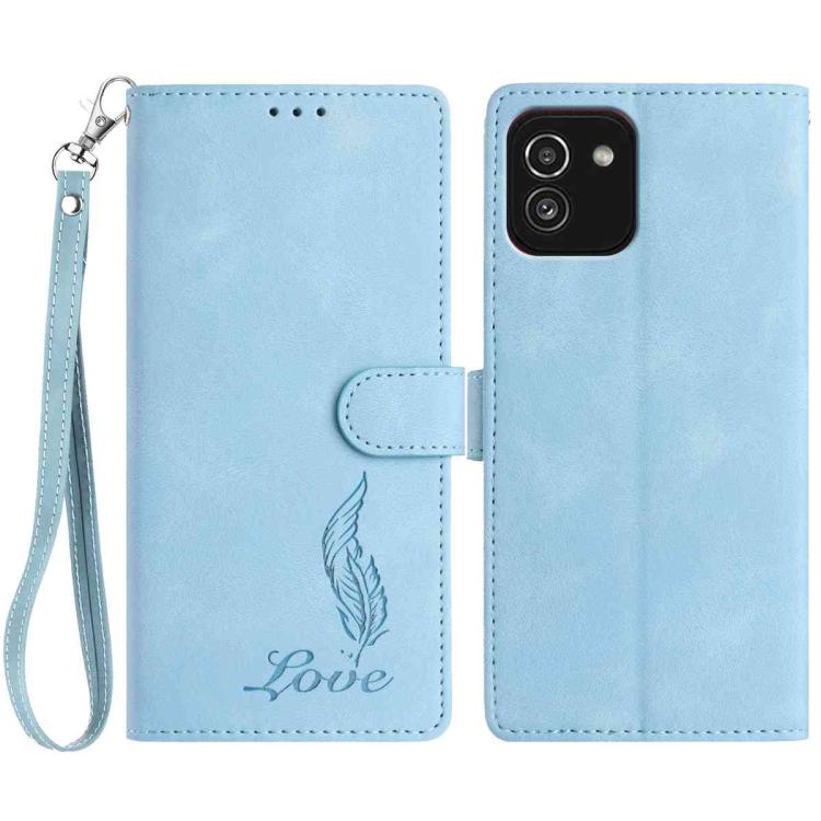 Custodia per telefono in similpelle con effetto piuma goffrato, piacevole al tatto., For Samsung Galaxy A03, For Samsung Galaxy A13 4G, For Samsung Galaxy A22 4G