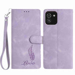 Custodia per telefono in similpelle con effetto piuma goffrato, piacevole al tatto., For Samsung Galaxy A03, For Samsung Galaxy A13 4G, For Samsung Galaxy A22 4G
