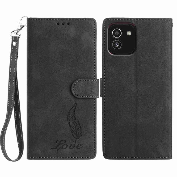 Custodia per telefono in similpelle con effetto piuma goffrato, piacevole al tatto., For Samsung Galaxy A03, For Samsung Galaxy A13 4G, For Samsung Galaxy A22 4G