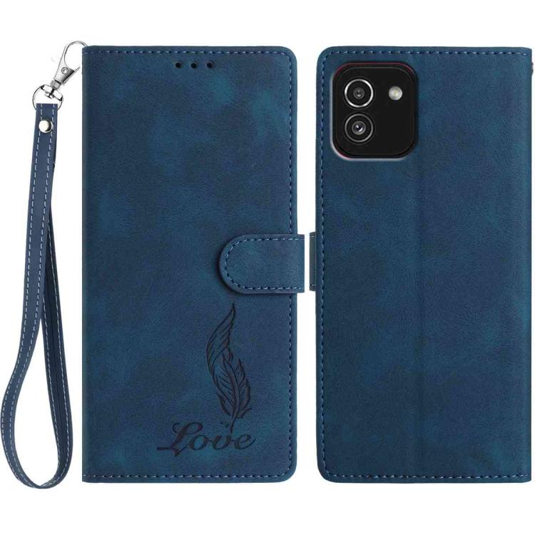 Custodia per telefono in similpelle con effetto piuma goffrato, piacevole al tatto., For Samsung Galaxy A03, For Samsung Galaxy A13 4G, For Samsung Galaxy A22 4G