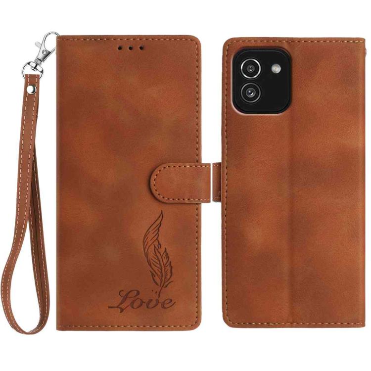 Custodia per telefono in similpelle con effetto piuma goffrato, piacevole al tatto., For Samsung Galaxy A03, For Samsung Galaxy A13 4G, For Samsung Galaxy A22 4G