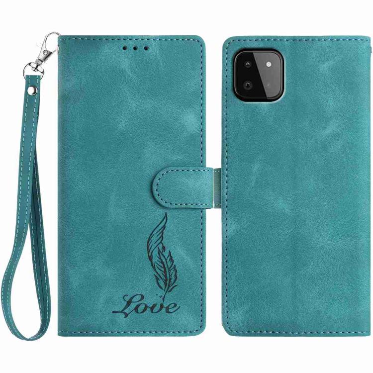 Custodia per telefono in similpelle con effetto piuma goffrato, piacevole al tatto., For Samsung Galaxy A22 5G, For Samsung Galaxy A32 4G, For Samsung Galaxy A72