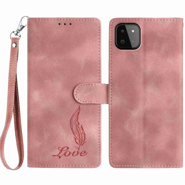 Custodia per telefono in similpelle con effetto piuma goffrato, piacevole al tatto., For Samsung Galaxy A22 5G, For Samsung Galaxy A32 4G, For Samsung Galaxy A72