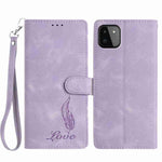 Custodia per telefono in similpelle con effetto piuma goffrato, piacevole al tatto., For Samsung Galaxy A22 5G, For Samsung Galaxy A32 4G, For Samsung Galaxy A72