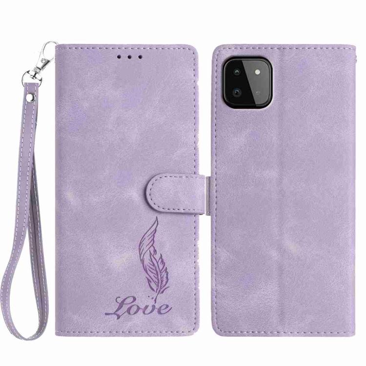 Custodia per telefono in similpelle con effetto piuma goffrato, piacevole al tatto., For Samsung Galaxy A22 5G, For Samsung Galaxy A32 4G, For Samsung Galaxy A72