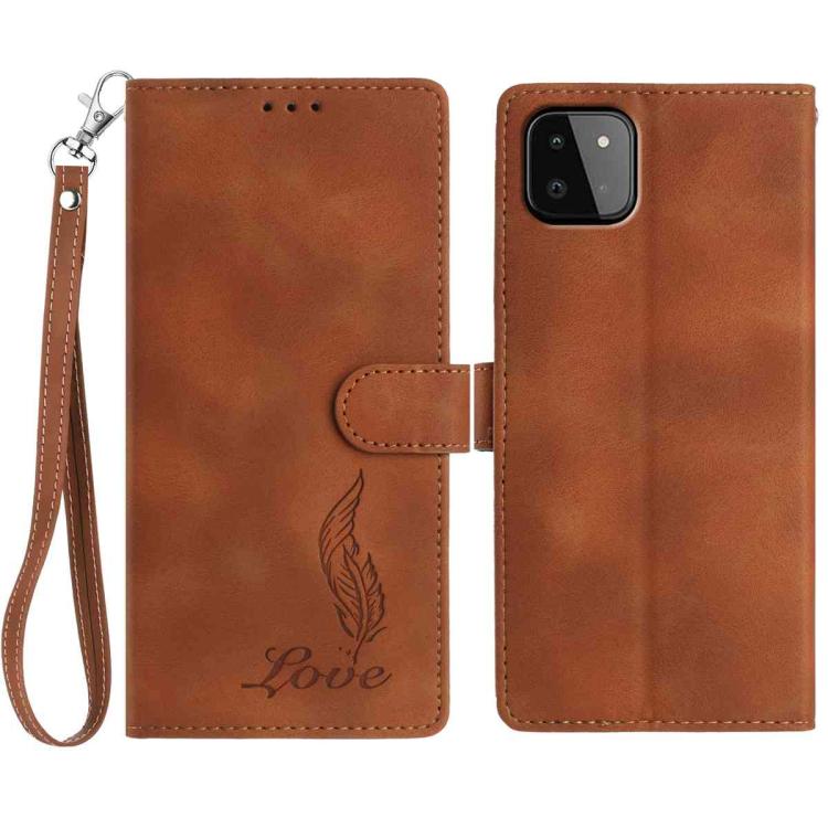 Custodia per telefono in similpelle con effetto piuma goffrato, piacevole al tatto., For Samsung Galaxy A22 5G, For Samsung Galaxy A32 4G, For Samsung Galaxy A72